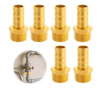 6 PCS Raccord cannelé, Embout de Tuyau en Laiton G1/2" (20mm), Raccords de Tuyau 1/2 Pouce, Raccords à Crochets de 12mm, Raccords en Laiton pour Eau, Air & Huile, Connecteurs de Tuyaux Durables