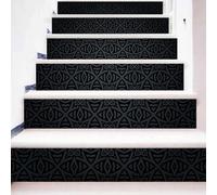 6 pcs Stickers escalier contremarche en 3d, autocollants d'escalier auto-adhésifs pour marches en bois, décalcomanies d'art imperméables d'intérieur, vinyle, totem rétro noir et gris