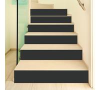 6 pcs Stickers escalier contremarche en 3d, autocollants pour escaliers auto-adhésifs pour marches en bois, décalcomanies d'art imperméables d'intérieur, bricolage professionnel en vinyle, gris noir