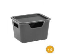 6 Petit bacs de rangement avec couvercle 1,9 litre - Gris