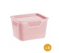 6 Petit bacs de rangement avec couvercle 1,9 litre - Rose