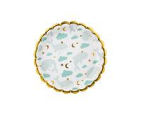 6 Petites assiettes en carton baleine bleu ciel 18 cm