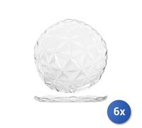 PASABAHCE Estrella Lot de 6 assiettes plates en verre, 28 cm, transparentes, design moderne et élégant, 2981801
