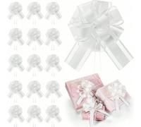 6 pièces/1 pièce - Nœuds de ruban à tirer, grands nœuds de ruban blanc à tirer pour Noël - Nœuds de ruban réutilisables pour boîtes cadeaux, décorations, emballage de cadeaux, paniers de mariage, fête