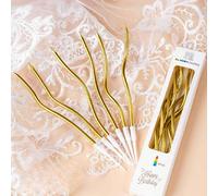 6 pièces/12 pièces Bougies courbes dorées et colorées, bougies d'anniversaire, éléments d'insertion de décoration de gâteau, décorations de gâteau, fournitures de cuisson, décorations de cuisson Taill