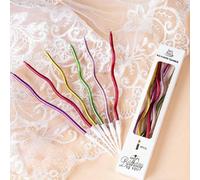 6 pièces/12 pièces Bougies d'anniversaire courbes assorties de couleurs, décorations de gâteau, fournitures de cuisson Taille Unique,paquet de 12,60 pièces,600 piècesCire