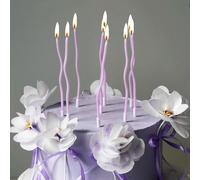 6 pièces/12 pièces Bougies d'anniversaire incurvées macarons violets, décorations de fête 6 pièces,12 piècesCire