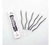 6 pièces/12 pièces Bougies noires incurvées, bougies d'anniversaire, inserts décoratifs de gâteau d'anniversaire, décorations de gâteau, fournitures de cuisson, décorations de boulangerie Taille Uniqu