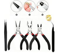 6 pièces/3 pièces/1 pièce Ensemble de pinces à bijoux noires, comprend des pinces à bijoux DIY, des pinces à épiler et des pinces à anneaux, convient pour fabriquer et réparer divers accessoires de bi