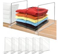 6 pièces / 4 pièces / 1 pièce Séparateurs d'étagère de placard transparents en acrylique, organisateur de rangement pour armoire, commode, bureau, maison, bureau, convenant pour étagères en bois ou ve