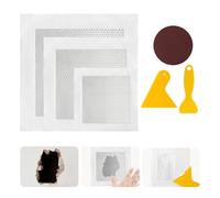 6 Pièces Aluminium Mur Réparation Kit, Cache Trou Mur Fissure Maille Sèches Patch Plaque (6 Réparations + Papier de Verre + Grattoir)