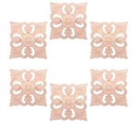 6 Pièces Applique de Style Européen, Coin Carré Ajouré Sculpté | Bois Khaki, Sculpture Main et Découpe Précise, pour Meubles et Portes Cuisine, DIY Décoration