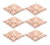 6 Pièces Applique Style Européen, Coin Sculpté Carré Ajouré | Bois Khaki, Texture Authentique et Motifs Floraux Nets, pour Portes de Placard et DIY Décoratif