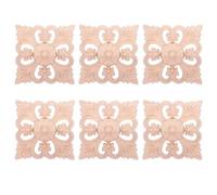 6 Pièces Applique Style Européen Sculptée, Coin Carré Ajouré | Bois Khaki, Bords Lisses, Pose Facile au Clou, pour Portes de Placard et Meubles Muraux