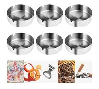 6 Pièces Argent Cendrier Inox Exterieur et Intérieur Acier Inoxydable