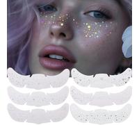 6 pièces Autocollants de tatouage temporaire de taches de rousseur brillantes en forme de cœur, stickers pour le visage argentés, tatouages temporaires imperméables avec motifs d'étoiles, de cœurs et 