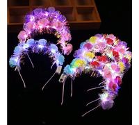 6 pièces Bandeau lumineux à LED, Couronne de fleurs lumineuse, Accessoire de coiffure de mariée, Bandeau rose brillant, Convient pour bar, décoration de concert, fête de la Saint-Valentin, accessoires