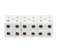 6 Pièces Bloc de Bornier en Céramique Blanc à 2 Positions, 5 Trous | Double Rangée, Résistance à Chaleur Élevée, Installation Facile, pour Câbles Électriques et Disjoncteurs