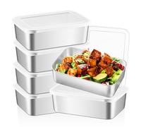 6 Pièces Boite Gouter Inox, 1100 Ml Boîtes De Conservation En Acier Inoxydable, Boîtes De Conservation Avec Couvercle, Boîte De Stockage Avec Couvercle Pour Restaurant, Cuisine, Congélateur