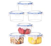 6 Pièces Boite Hermetique Alimentaire 300ML, Pot Plastique avec Couvercle Hermétique, Petits Contenants Alimentaire, Bols en Plastique, pour Fruit, Compotes, Purées, Yaourts
