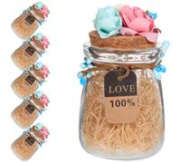 6 Pièces Bonbonnière de Mariage en Verre Bouchon Bois | Bois et Verre, Léger et Résistant à L’humidité, pour Conserver Sucre et Petites Friandises
