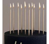 6 pièces Bougies droites de couleur champagne/argent pour la décoration de gâteaux d'anniversaire, de haute qualité, pour la rentrée des classes, la Saint-Valentin argent,Champagne,noirCire