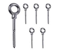 6 Pièces Boulons à œil, Piton a Visser Inox, Vis M6, Argenté Crochet à Visser Bois avec Filetage, Fixation sur une Paroi, Point de Fixation Rapide et Solide