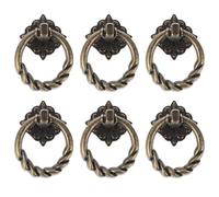 6 Pièces Bouton de Meuble Vintage en Alliage de Zinc | Poignée Anneau Circulaire, Finition Bronze Antique, Rénovation Intérieure, Adaptée aux Consoles, Meubles Anciens et Décor
