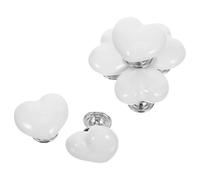 6 Pièces Bouton-poussoir de Réservoir en Céramique Cœur | Alliage de Zinc, Design Unique, Usage Salle de Bain et Meuble, Ajustement