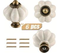 6 pièces Boutons de citrouille en céramique vintage, poignées de tiroir de meuble à trou unique avec vis, quincaillerie décorative pour commode et placard, boutons de meuble rétro pour armoire de cuis