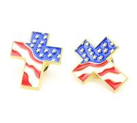 6 Pièces Broche Drapeau Américain en Croix, Alliage de Zinc | Épingle de Poitrine Créative, Petit Format, pour Fête et Banquet