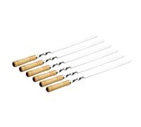 6 Pièces Brochettes de Barbecue Plates avec Poignée | Bois et Métal, Nettoyage Facile, pour Viande et Légumes, Lot