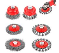 6 Pièces Brosse Métallique pour Perceuse Meuleuse D'angle, Brosse Métallique Meuleuse avec Filetage M14，Brosse Metallique de 75mm 100mm de Diamètre à Nœud Torsadé pour Dérouillage Polissage