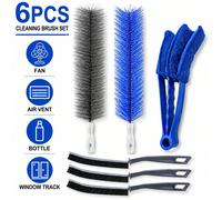 6 pièces Brosses de nettoyage multifonctions pour la maison, brosse pour ventilateur, brosse pour fentes de stores, brosse pour fissures, brosse à dépoussiérer pliable, plumeau réutilisable pour toile