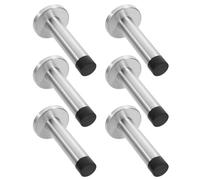 6 Pièces Butoir de Porte Mural en Acier Inoxydable Argenté | Protection Murale et Mobilier, Tête Protectrice en Plastique, Usage Intérieur, Résistance aux Chocs