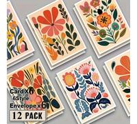 6 pièces Cartes de vœux florales avec enveloppes, convient pour envoyer à des amis, des professeurs, des collègues pour des occasions comme Merci, Anniversaire, Fêtes, Condoléances, Mariage, Pâques, C
