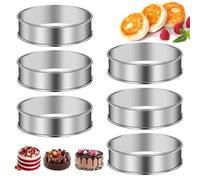 6 Pièces Cercles à Tarte Double Roulés,8.5cm Anneaux Crumpet pour Muffins | Antiadhésif Cercle Patisserie,Cercle Tartelette en Acier Inoxydable,Cercle à Tarte Rond en Bord Roulé,pour Crêpes,Tartes