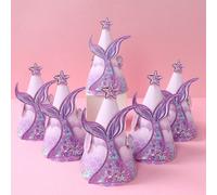 6 pièces Chapeaux d'anniversaire thème sirène, chapeaux de fête sirène, chapeaux de fête d'anniversaire et de vacances sirène violette, accessoires photo de fête, cadeaux d'anniversaire, chapeaux de s