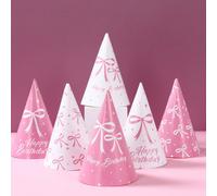 6 pièces Chapeaux de fête d'anniversaire avec nœud rose, convient pour les accessoires photo, les faveurs de mariage, les décorations d'anniversaire, les décorations de fête, les décorations de enterr