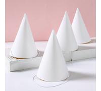 6 pièces Chapeaux de fête en papier blanc/Couronnes en papier, Chapeaux de fête d'anniversaire heureux, Décorations de fête blanches, Fournitures de fête pour baby shower, anniversaire familial, Chape