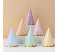 6 pièces Chapeaux de fête en papier de couleur unie, Chapeaux de fête en papier pour célébration d'anniversaire, Chapeaux de décoration de fête d'anniversaire de couleurs mélangées, Accessoires photo 