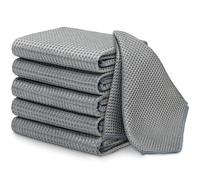 6 Pièces Chiffon Microfibre Voiture et ménage de la Maison, 40*40 cm Torchons de Cuisine Coton Vaisselle, Serviettes de Nettoyage de Qualité en Micro Fibre Torchon Lavette Microfibre vitre, Gris