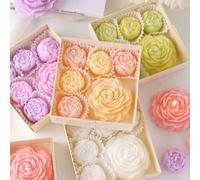 6 pièces Coffret de bougies parfumées à la pivoine, convient pour les cadeaux de saison de mariage, la décoration de rendez-vous romantique, l'ambiance de fête de vacances, la décoration de mariage, l