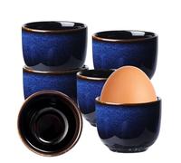 6 Pièces Coquetiers Ceramique, Coquetier Oeuf, Coquetiers En Porcelaine, Céramique, Rond, Ensemble Pour Toutes Les Tailles d'Œufs, Pour Œufs Cuits, Petit-Déjeuner, Pour Maison, Restaurant, Bleu