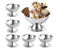 6 Pièces Coupe À Glace En Acier Inoxydable, 240ml Ø10cm Coupes à Dessert en Acier Inoxydable, Bol à Crème Glacée, Tasses À Yaourt À Pied pour Glace Fruits Yaourt Dessert Salade pour Mariages Fêtes