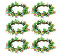 6 Pièces Couronne de Bougie de Pâques Ronde en Pierre pour Table | Anneau Rustique en Fil de Fer, Tient une Bougie Votive, Convient aux Serviettes, Fêtes, Mariages et Anniversaires