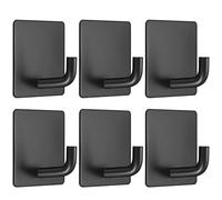 6 Pièces Crochets Adhesif Mural, Crochet Porte Manteau Acier Inox Sans Perçage, Accroche Porte Serviette Patere Murale pour Salle de Bain Cuisine - Noir