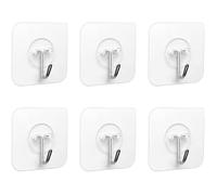 6 Pièces Crochets Adhesifs Transparent Auto Adhesif 5 kg (max), Pour Accroche Salle de Bain, Cuisine, Plafond ,Accrocher (6 Pièces)
