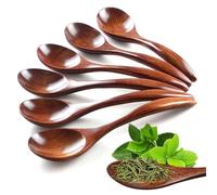 6 Pièces Cuillères en Bois Artisanales, Wooden Spoon for Stirring Cooking | Ustensiles de Cuisine Café - Thé - Miel Cuillères en Bois Naturel Accessoires de Cuisine