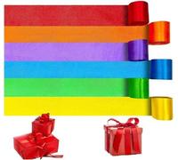 6 pièces de 50 mm de ruban satin arc-en-ciel - ruban large pour emballage cadeau - rubans décoratifs en tissu avec boucles satinées multicolores
